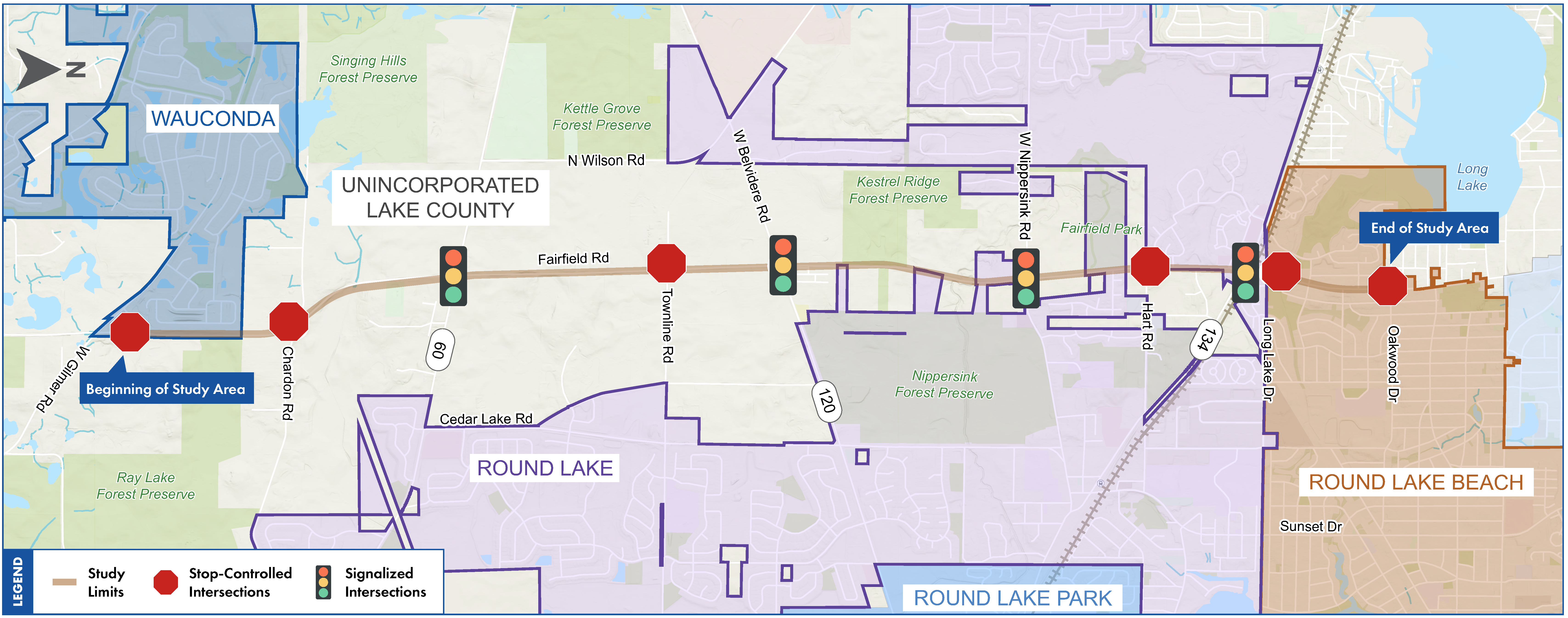 Study Area Map for Fairfield Road Planning Study.